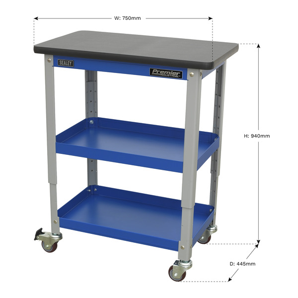 Sealey Premier Industrial™ Workshop Trolley 3-Level