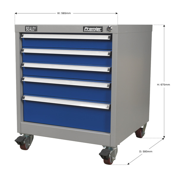 Sealey Premier Industrial™ Mobile Industrial Cabinet 5 Drawer