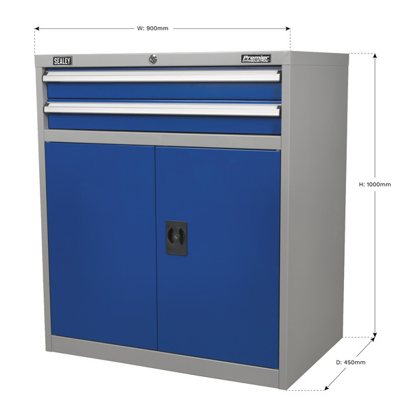Sealey Premier Industrial™ Industrial Cabinet with 2 Drawers & 1 Shelf