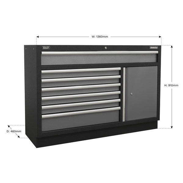 Sealey Superline PRO® Modular Floor Cabinet 7 Drawer 1360mm