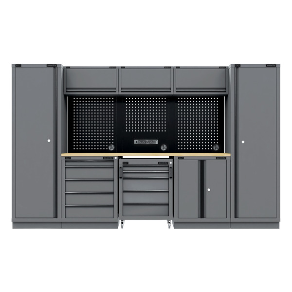 Sealey APMSBESTACK01W Superline PRO® Black Edition Storage System with Rubber Wood Worktop 3.24m