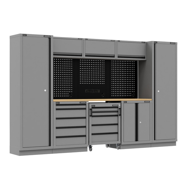 Sealey APMSBESTACK01W Superline PRO® Black Edition Storage System with Rubber Wood Worktop 3.24m