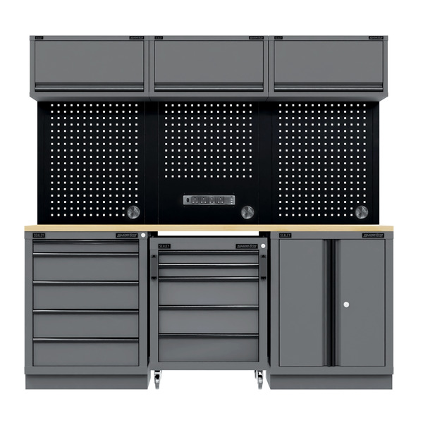 Sealey APMSBESTACK03W Superline PRO® Black Edition Storage System with Rubber Wood Worktop 2.04m