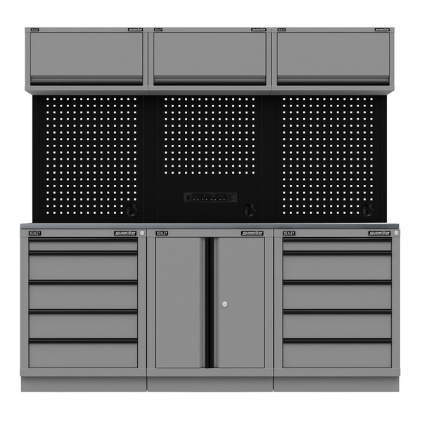 Sealey APMSBESTACK04SS Superline PRO® Black Edition Storage System with Stainless Worktop 2.04m