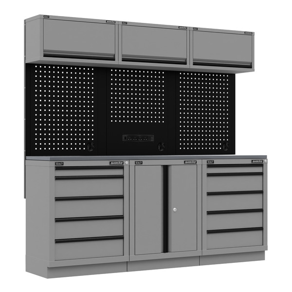 Sealey APMSBESTACK04SS Superline PRO® Black Edition Storage System with Stainless Worktop 2.04m