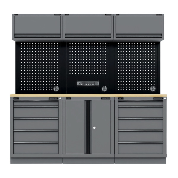 Sealey APMSBESTACK04W Superline PRO® Black Edition Storage System with Rubber Wood Worktop 2.04m