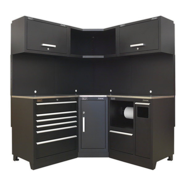 Sealey Premier™ Corner Storage System with Stainless Worktop 1.71m