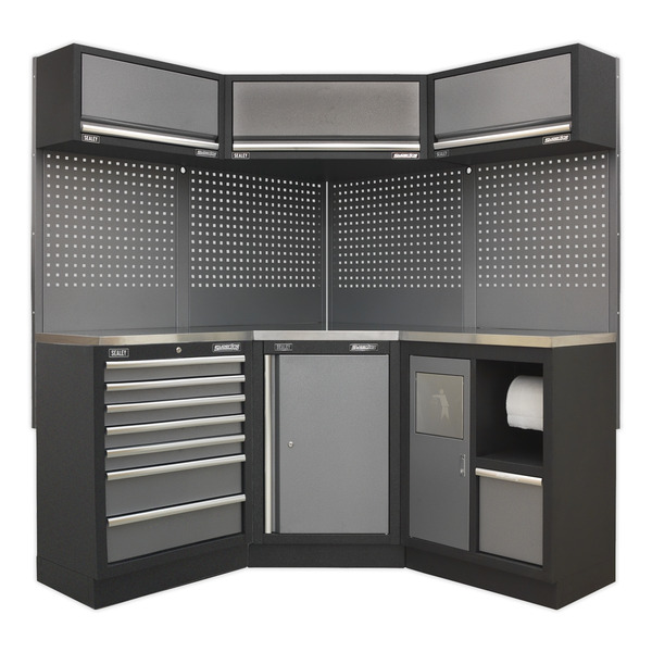 Superline PRO® Corner Storage System with Stainless Worktop 1.55m