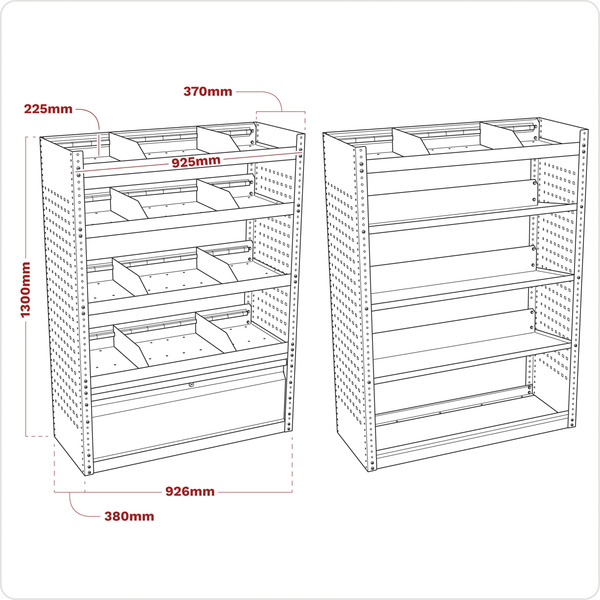 Superline PRO® Modular Van Storage System Set 1.85m
