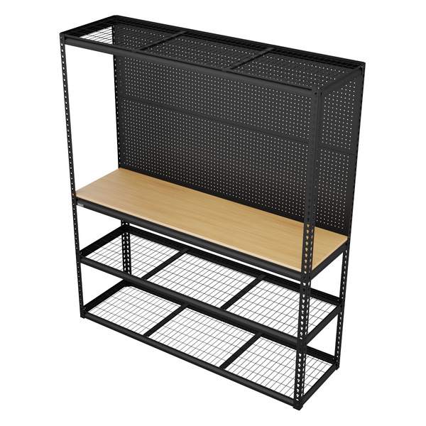 Heavy-Duty Modular Workbench with Racking & Pegboard 1820mm 300kg Capacity Per Level