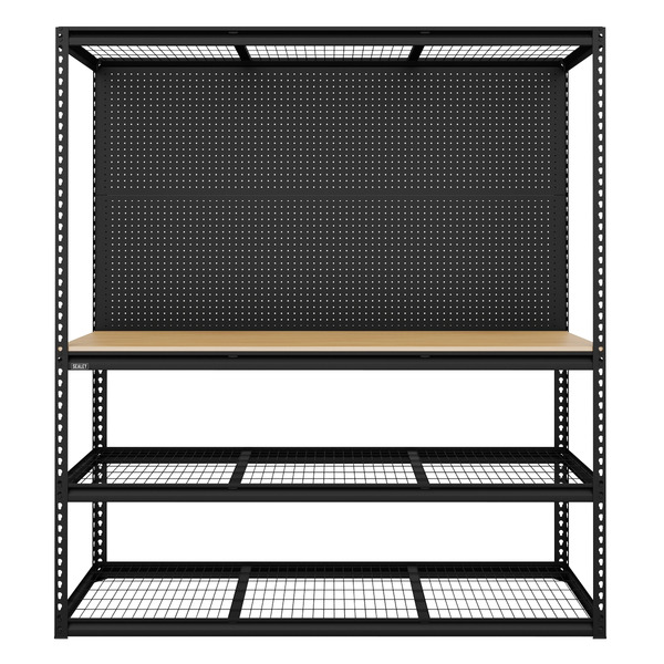 Heavy-Duty Modular Workbench with Racking & Pegboard 1820mm 300kg Capacity Per Level