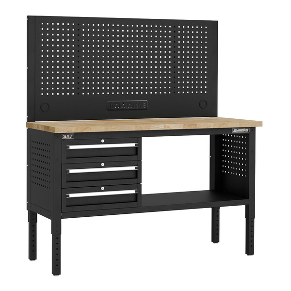 Sealey APMWB60COMBO1W Superline PRO® Modular Workbench with 3 Drawers Wooden Worktop 1525mm