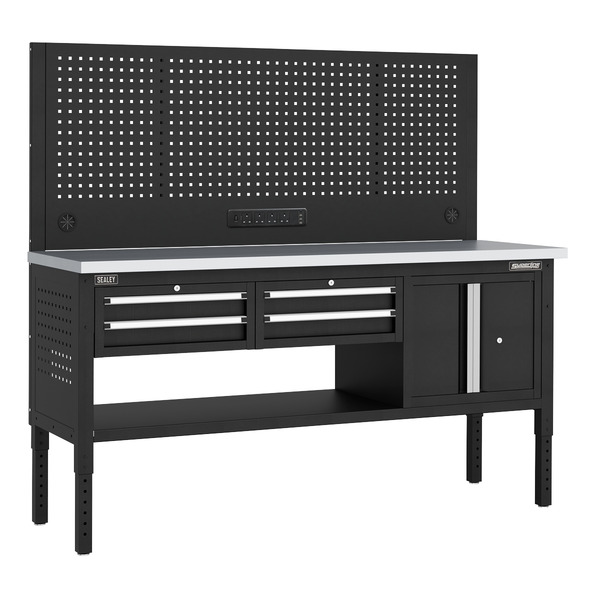 Sealey APMWB72COMBO1SS Superline PRO® Modular Workbench with 4 Drawers & Cupboard Stainless Steel Worktop 1830mm