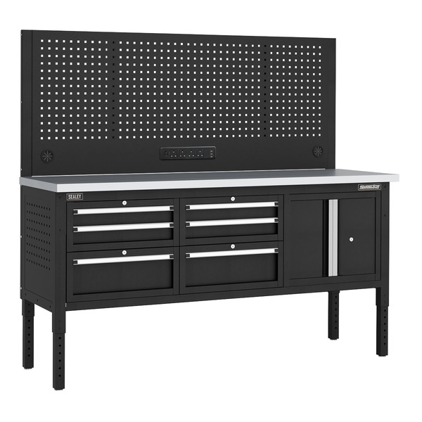 Sealey APMWB72COMBO2SS Superline PRO® Modular Workbench with 6 Drawers & Cupboard Stainless Steel Worktop 1830mm