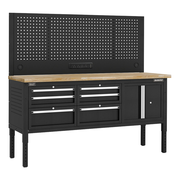 Sealey APMWB72COMBO2W Superline PRO® Modular Workbench with 6 Drawers & Cupboard Wooden Worktop 1830mm