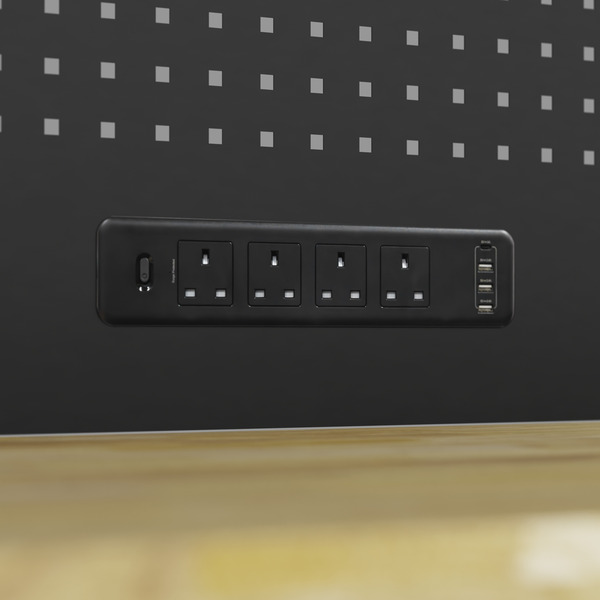 Sealey APMWB72COMBOW Superline PRO® Modular Adjustable-Height Workbench with Pegboard Back Panel & Wooden Worktop 1830mm