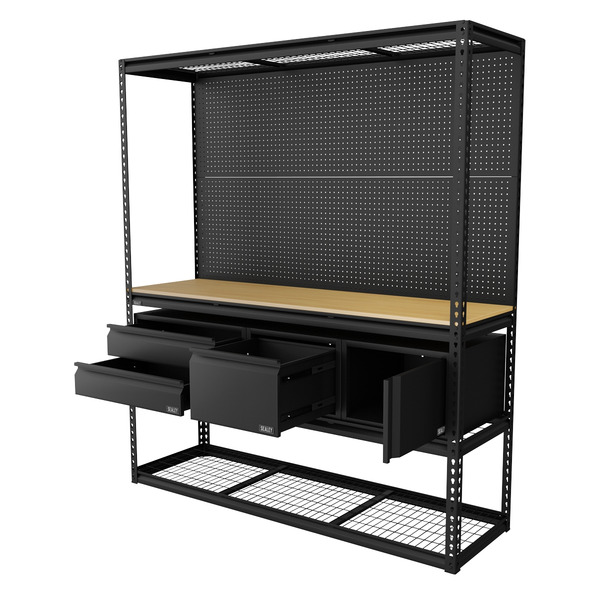Sealey Heavy-Duty Modular Workbench & Racking Kit with 3 Storage Units