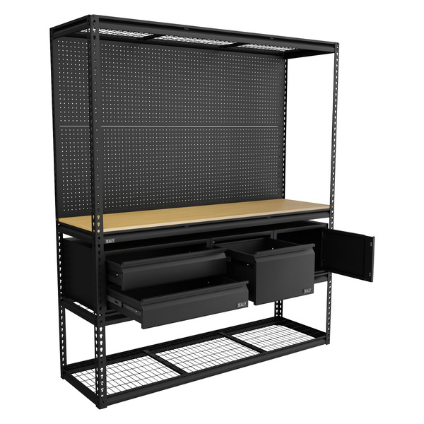 Sealey Heavy-Duty Modular Workbench & Racking Kit with 3 Storage Units