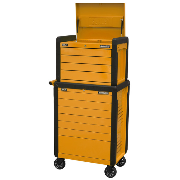 Sealey Superline PRO® Push-To-Open Topchest & Rollcab Combination 11 Drawer - Orange