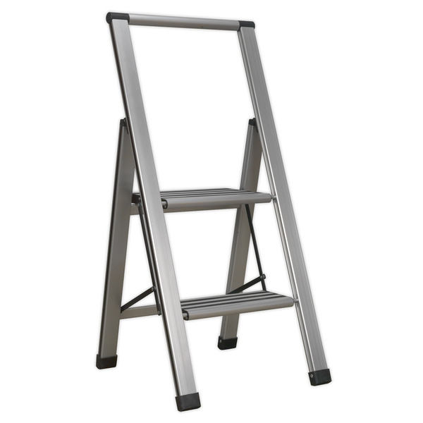 Sealey APSL2 Professional Folding Step Ladder 2-Step Aluminium 150kg Capacity