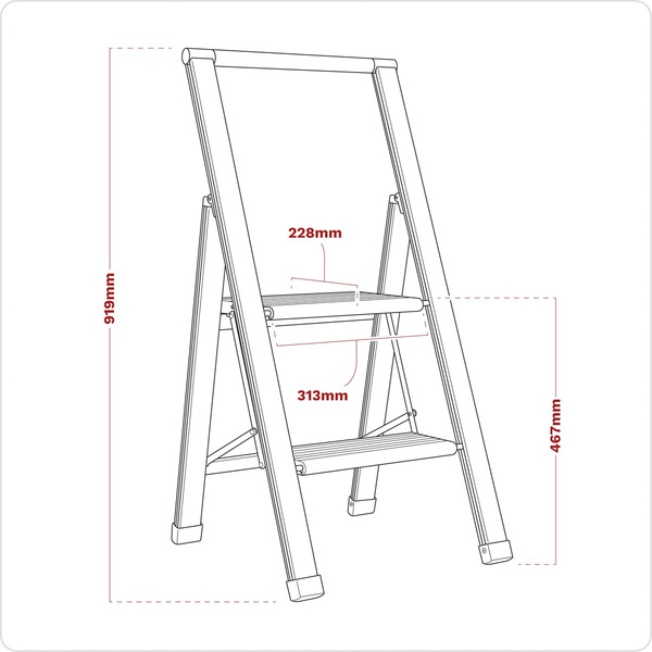 Sealey APSL2 Professional Folding Step Ladder 2-Step Aluminium 150kg Capacity