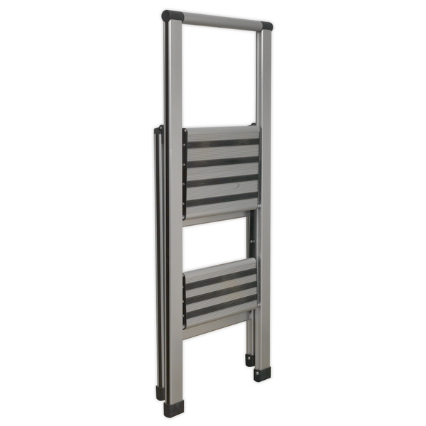 Sealey APSL2 Professional Folding Step Ladder 2-Step Aluminium 150kg Capacity