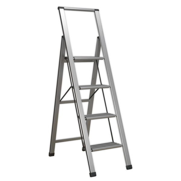 Sealey APSL4 Aluminium Professional Folding Step Ladder 4-Step 150kg Capacity - EN 1483