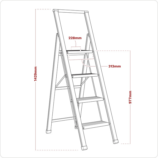 Sealey APSL4 Aluminium Professional Folding Step Ladder 4-Step 150kg Capacity - EN 1483