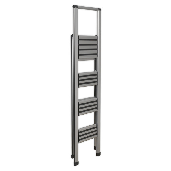 Sealey APSL4 Aluminium Professional Folding Step Ladder 4-Step 150kg Capacity - EN 1483