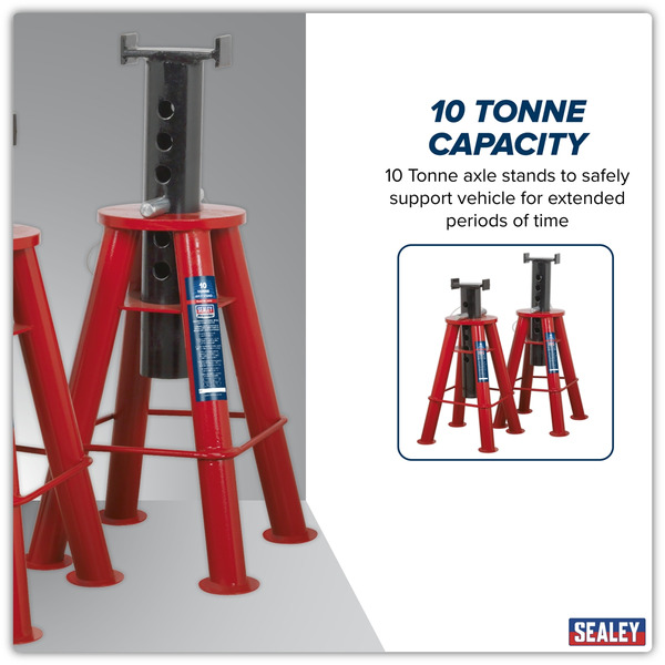 Sealey AS10 Premier Axle Stands (Pair) 10 Tonne Capacity per Stand