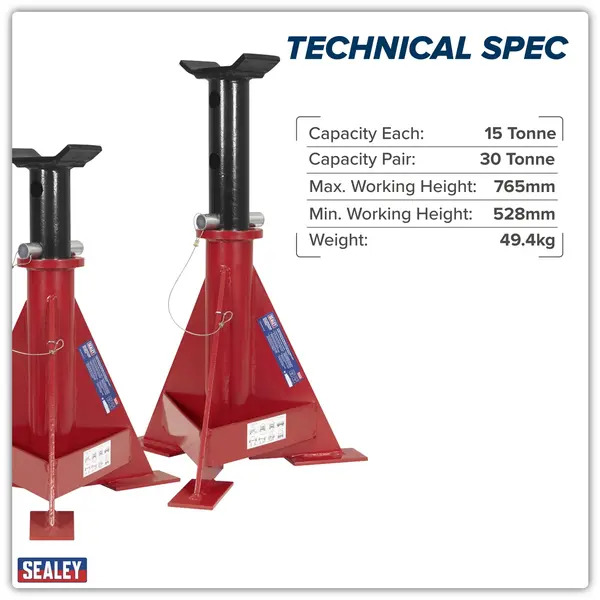 Sealey AS15000 Axle Stands (Pair) 15 Tonne Capacity per Stand