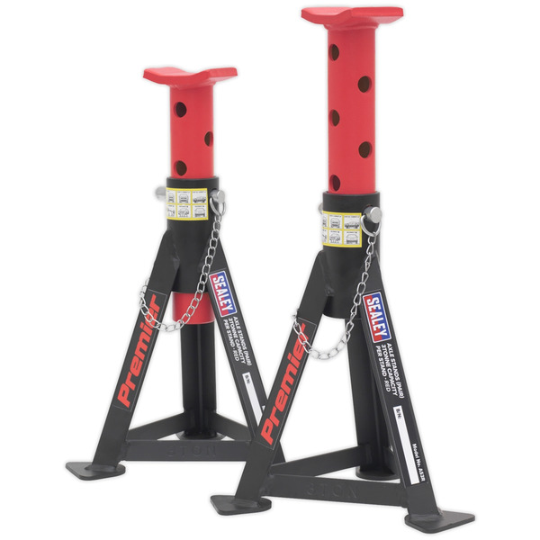 Sealey AS3R Premier Axle Stands (Pair) 3 Tonne Capacity per Stand - Red