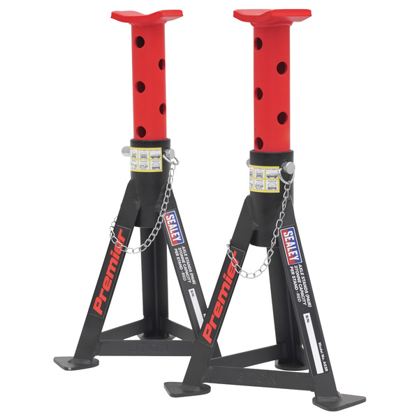 Sealey AS3R Premier Axle Stands (Pair) 3 Tonne Capacity per Stand - Red