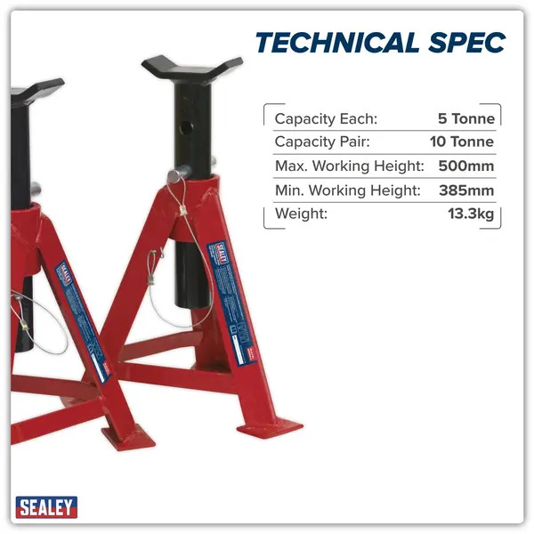 Sealey AS5000 Axle Stands (Pair) 5 Tonne Capacity per Stand