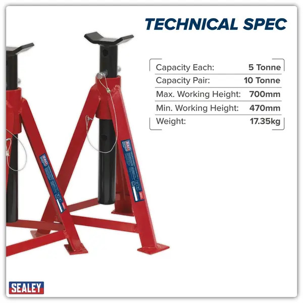 Sealey AS5000M Axle Stands (Pair) 5 Tonne Capacity per Stand