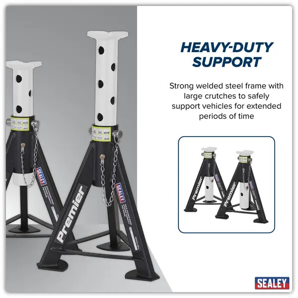 Sealey AS6 Premier Axle Stands (Pair) 6 Tonne Capacity per Stand - White