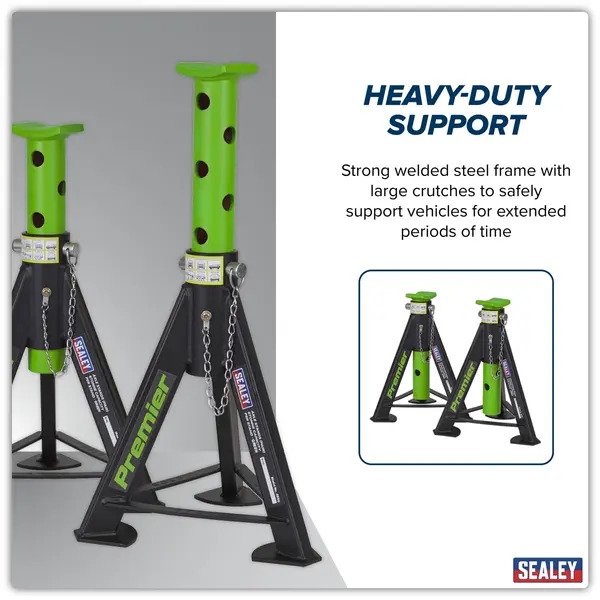 Sealey AS6G Premier Axle Stands (Pair) 6 Tonne Capacity per Stand - Green