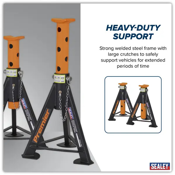 Sealey AS6O Premier Axle Stands (Pair) 6 Tonne Capacity per Stand - Orange