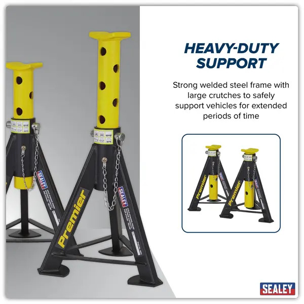 Sealey AS6Y Premier Axle Stands (Pair) 6 Tonne Capacity per Stand - Yellow