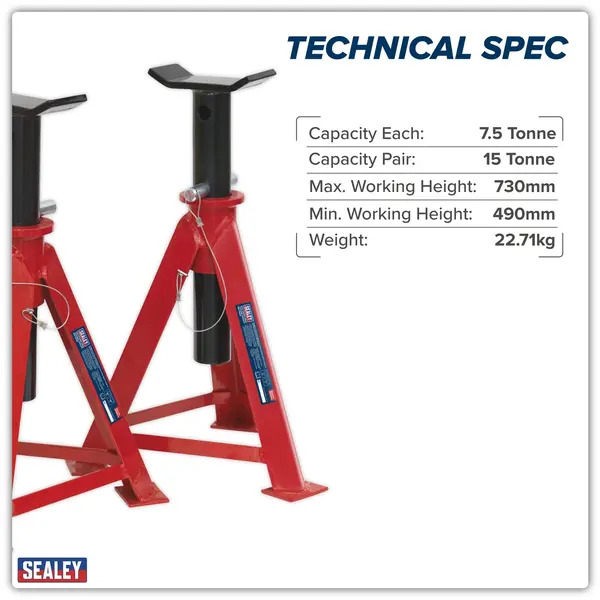 Sealey AS7500 Axle Stands (Pair) 7.5 Tonne Capacity per Stand
