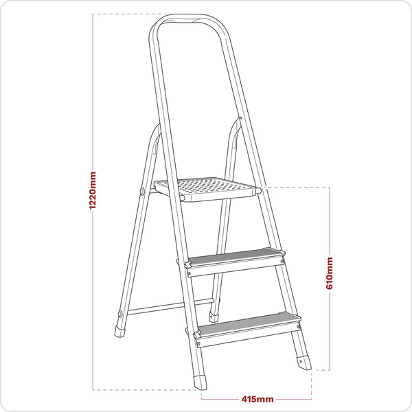 Sealey ASL3S Step Ladder 3-Tread Aluminium - EN 131