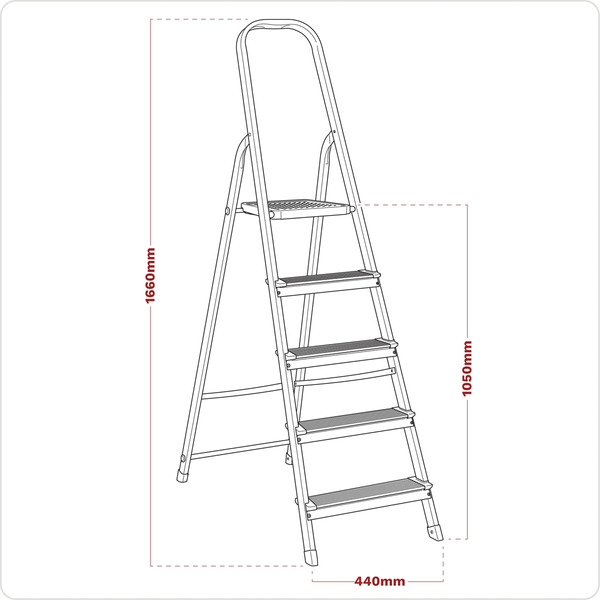Sealey ASL5 Step Ladder 5-Tread Aluminium - EN 131