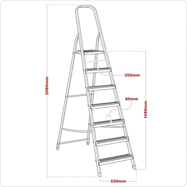 Sealey ASL7 Step Ladder 7-Tread Aluminium - EN 131