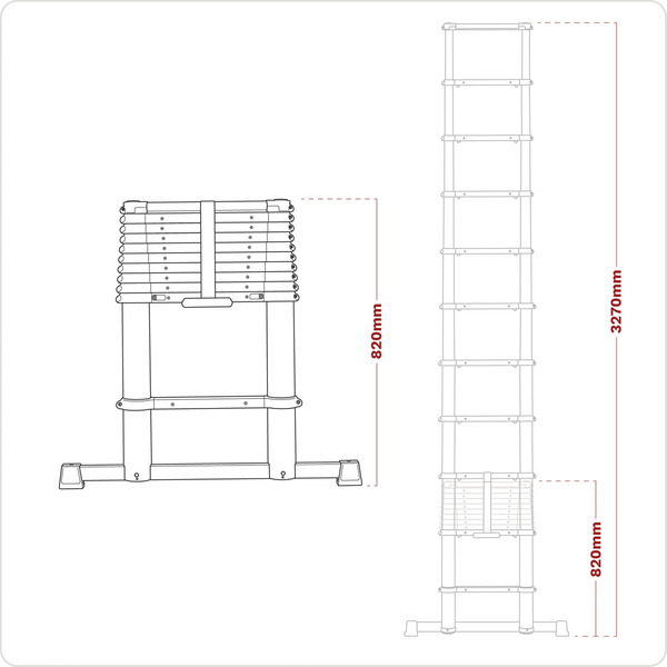 Sealey Aluminium Professional Telescopic Ladder 11-Tread - EN 131