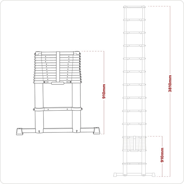 Sealey Aluminium Professional Telescopic Ladder 13-Tread - EN 131
