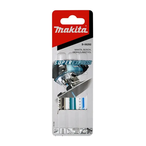 Makita B-06292 Super Express Jigsaw Blade Set x3 Blades for Wood & Metal