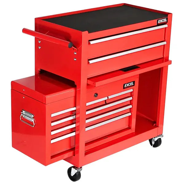 Excel 12955 Roller Tool Chest Cabinet 8 Drawers Storage Toolbox Red