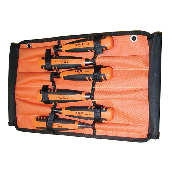 424-P Bevel Edge Chisel Set in Roll, 6 Piece