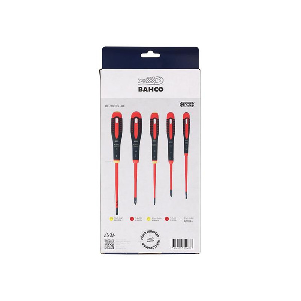 XMAS BE-9881SL ERGO™ Slim VDE Insulated Screwdriver Set, 5 Piece