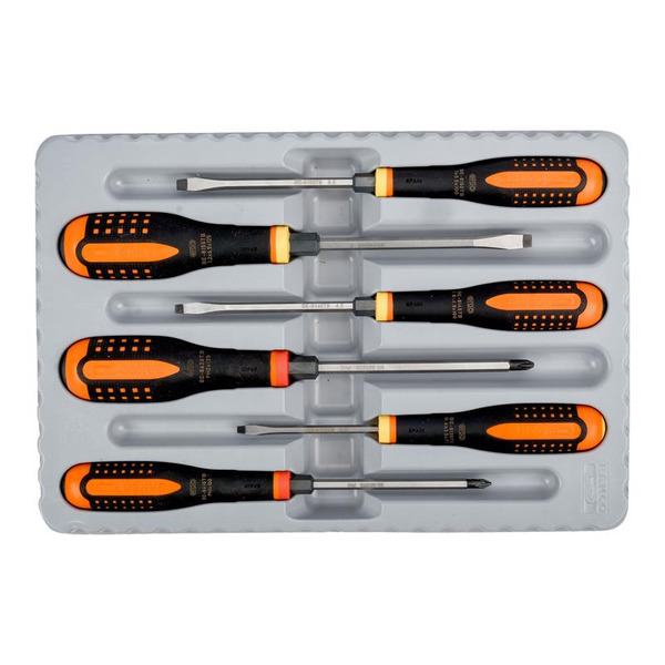 BE-9881TB ERGO™ Through Blade Screwdriver Set, 6 Piece